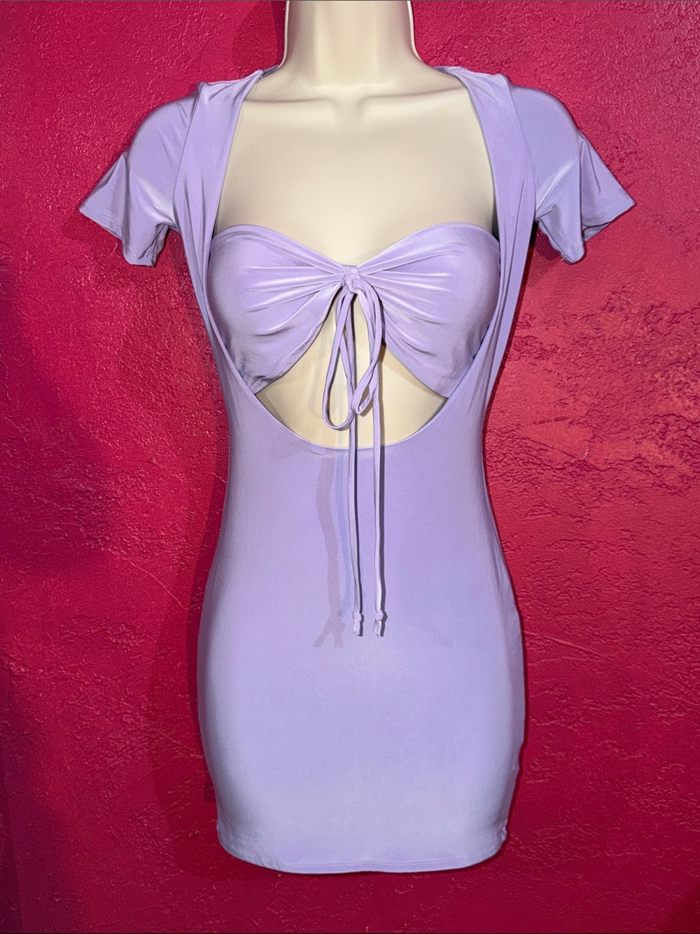 NWT Lilly’s Kloset Lilac Tie-Front Cutout Mini Dress. Sz S. Party, date night